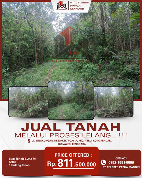 Tanah di Kota Kendari, Sulawesi Selatan