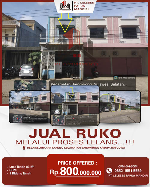 Ruko 2 Lantai di Kab. Gowa, Sulawesi Selatan