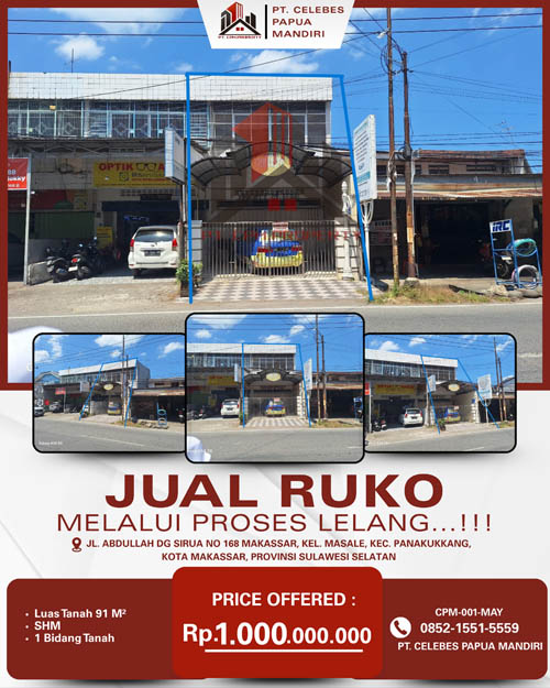 Ruko 2 Lantai di Kota Makassar, Sulawesi Selatan