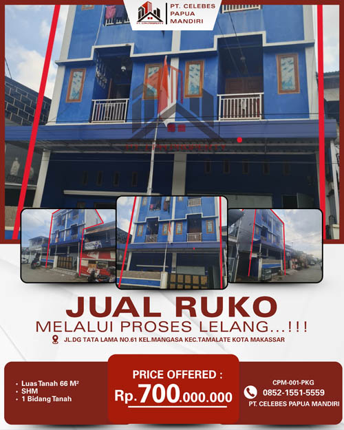 Ruko 3 Lantai di dalam Kota Makassar, Sulawesi Selatan