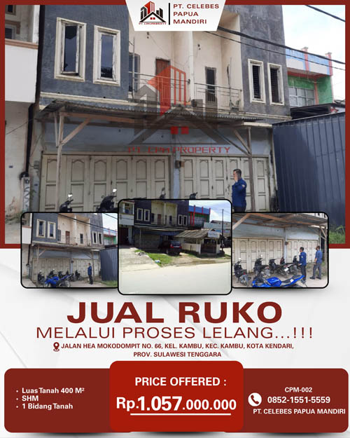 Ruko 2 Lantai di Kota Kendari Sulawesi Tenggara