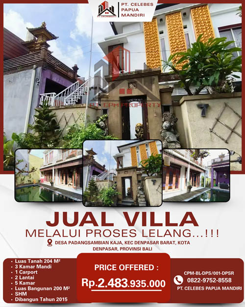 Villa 2 lantai di Kota Denpasar, Bali