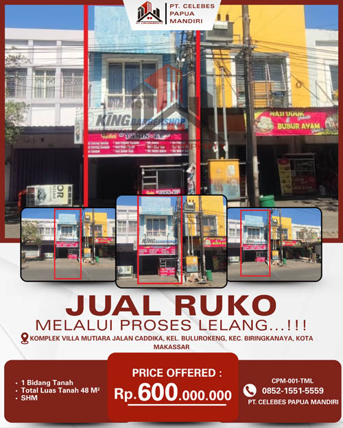Ruko 2 Lantai di Kota Makassar, Sulawesi Selatan