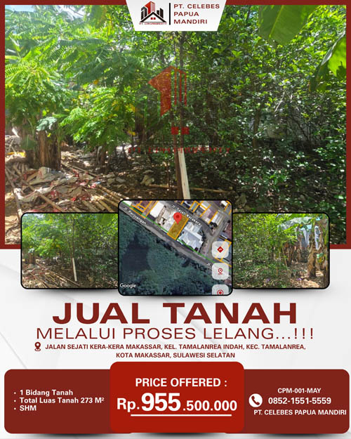 Tanah di Kota Makassar, Sulawesi Selatan di Kota Makassar