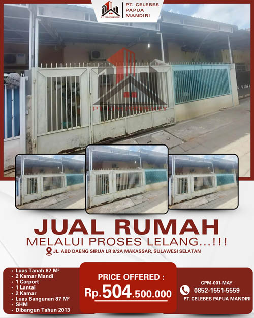 Rumah di Kota Makassar, Sulawesi Selatan di Kota Makassar