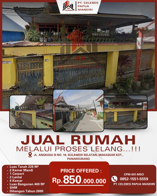 Rumah 2 Lantai di Kota Makassar, Sulawesi Selatan di Kota Makassar