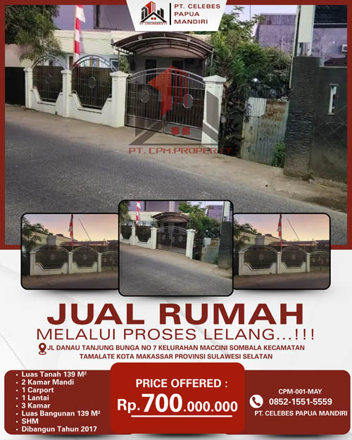 Rumah di Kota Makassar, Sulawesi Selatan di Kota Makassar